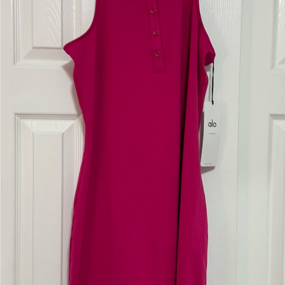 ALO Yoga Women's Fuchsia Button-Front Mini Dress